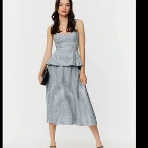Reformation Misty Linen Two Piece Slate Check Size 8